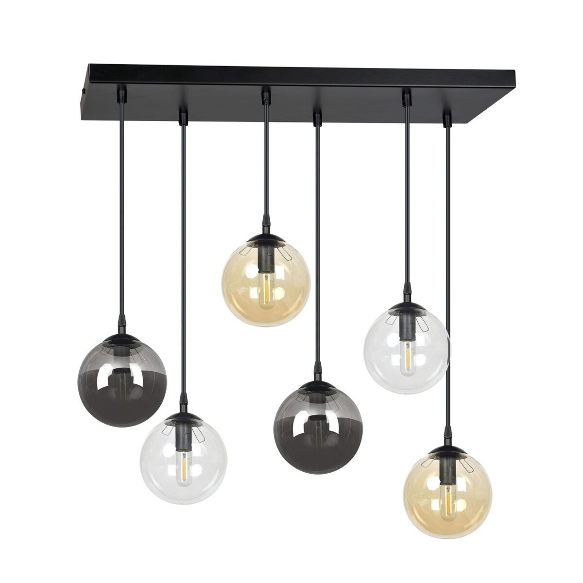 Lampa wisząca COSMO czarna/mixA 6-punktowa 714/6M1