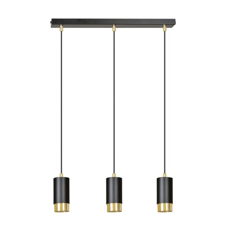 Lampa wisząca FUMIKO czarna/złota 3-punktowa 817/3