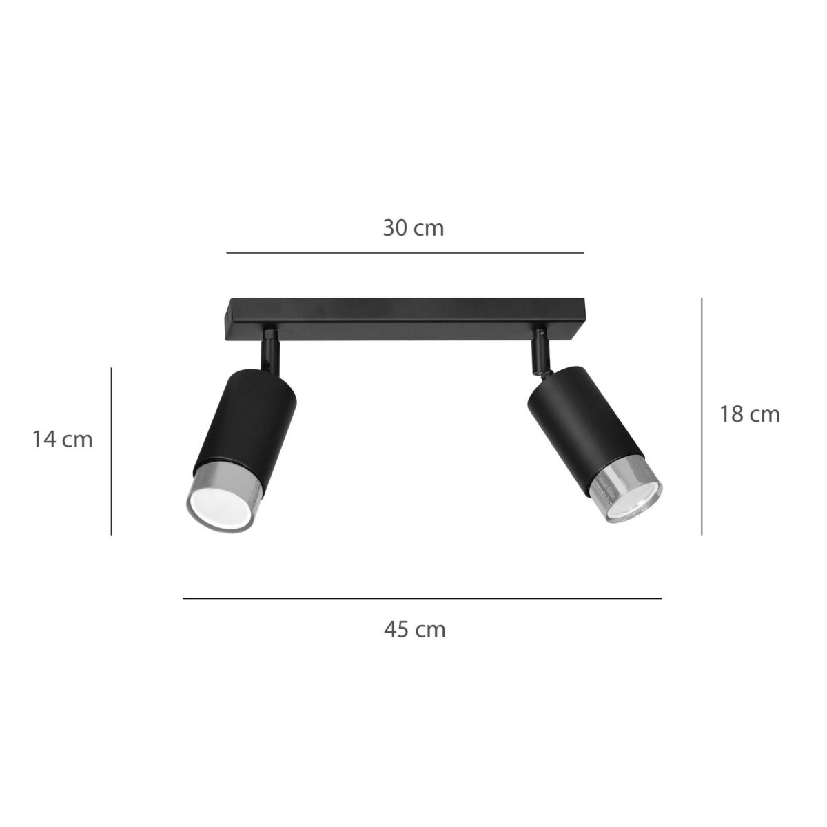 Lampa sufitowa HIRO czarna/chrom 2-punktowa 964/2