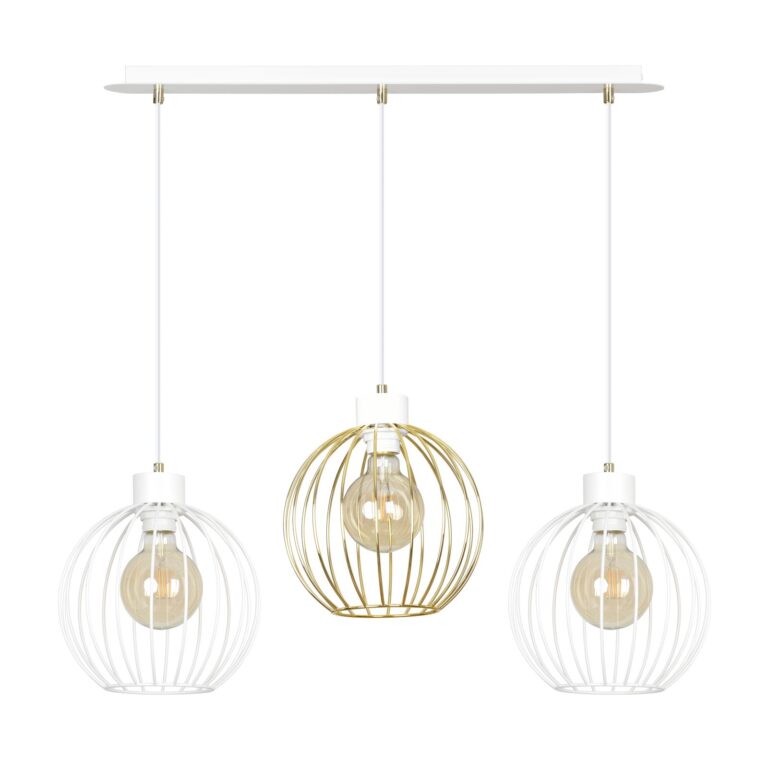 Lampa wisząca PINETA biała/złota 3-punktowa 560/3