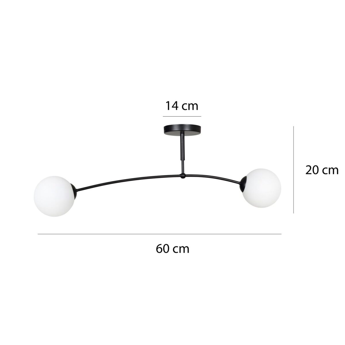 Lampa sufitowa PREGOS czarna 2-punktowa 670/2
