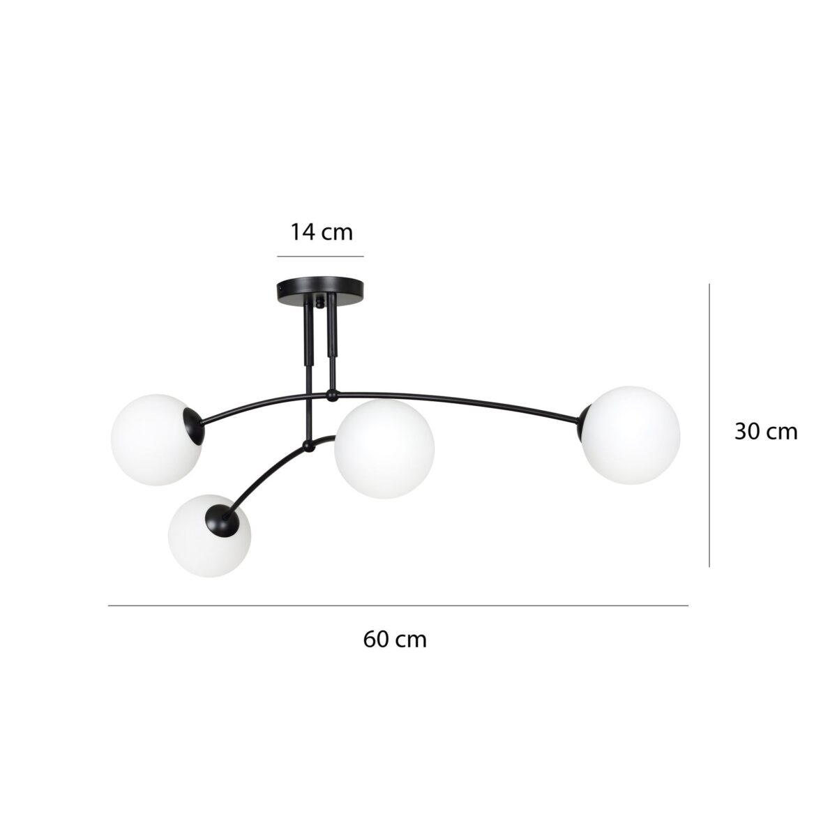 Lampa sufitowa PREGOS czarna 4-punktowa 670/4