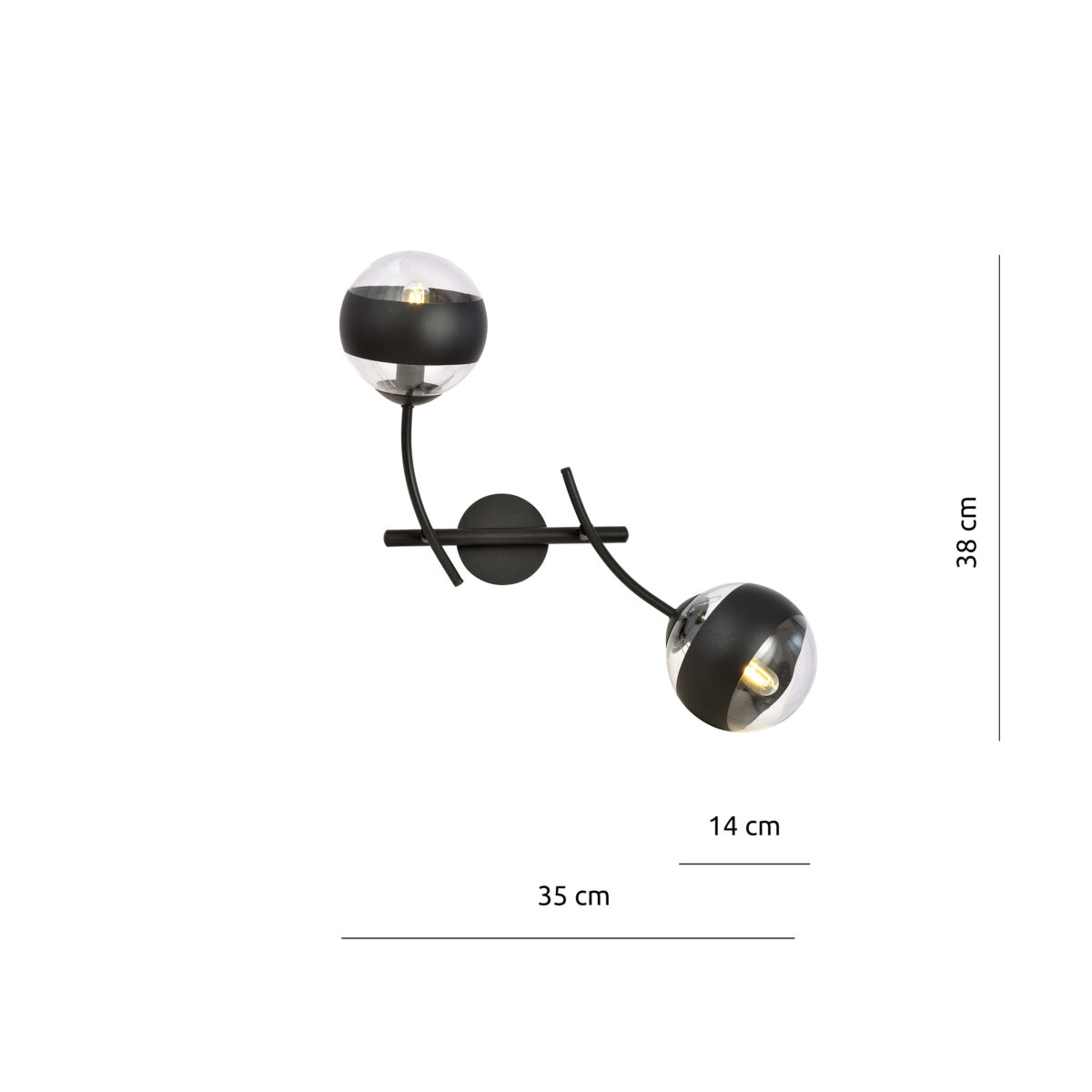HUNTER K2 Czarna Lampa Kinkiet Ścienny Nowoczesny Led 1101/K2