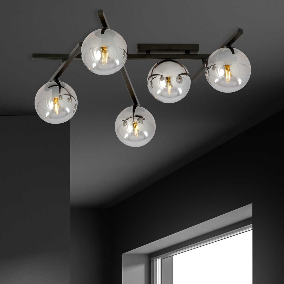 SMART 5 Czarna Grafitowa Lampa Sufitowa Nowoczesna Led 1104/5