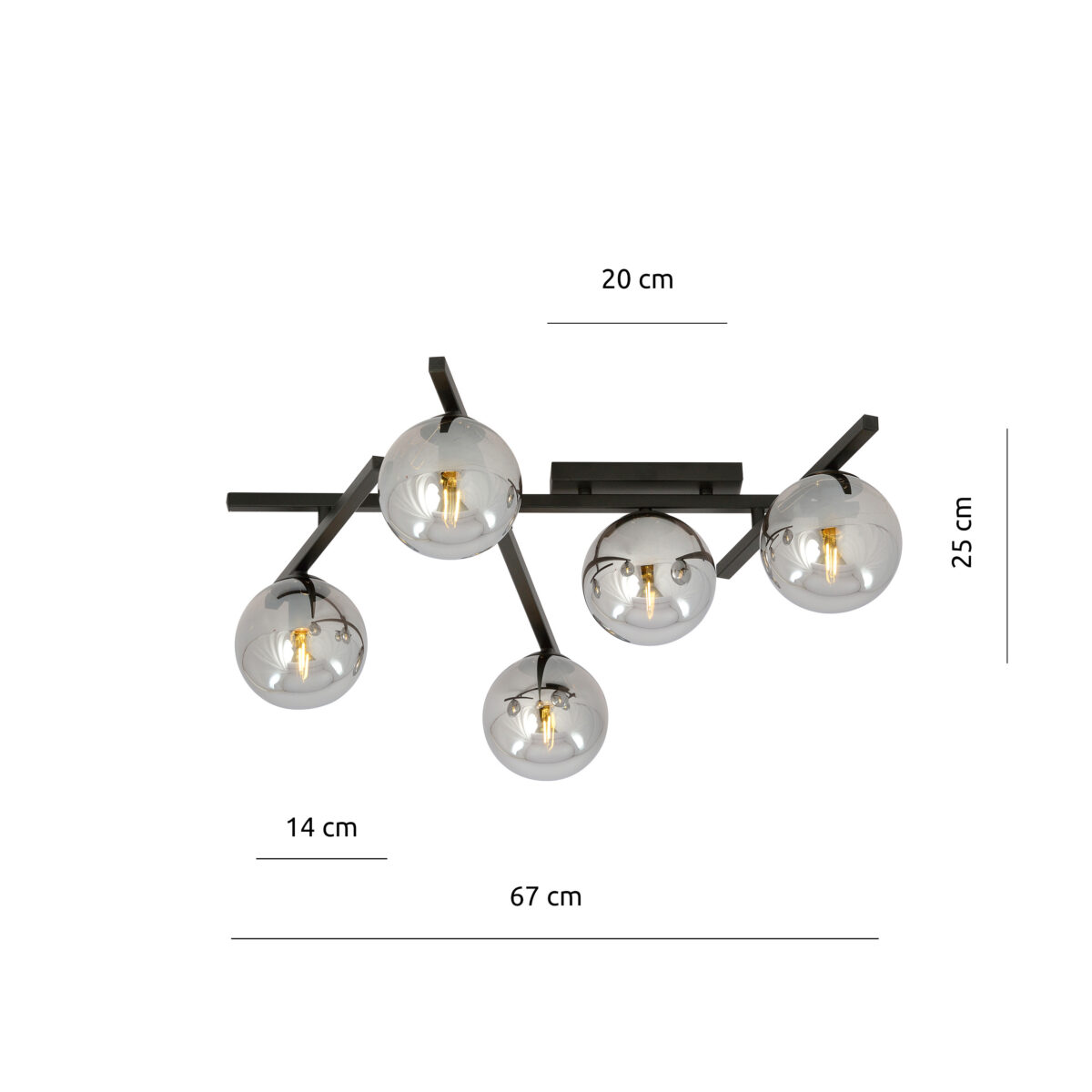 SMART 5 Czarna Grafitowa Lampa Sufitowa Nowoczesna Led 1104/5