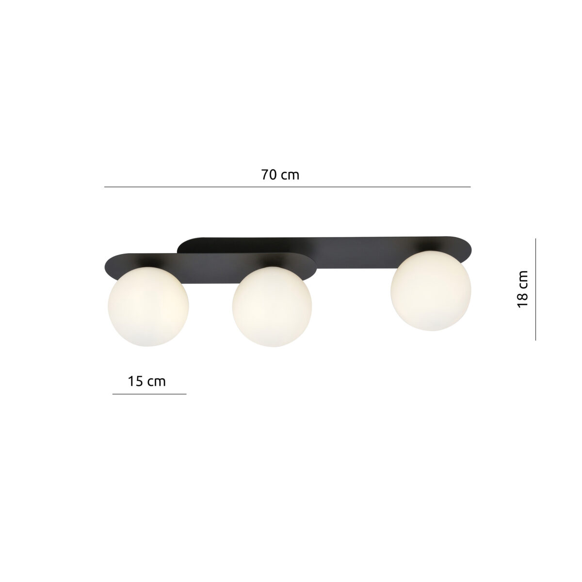 PLAZA 3 Czarna Lampa Sufitowa Nowoczesna Led 1118/3