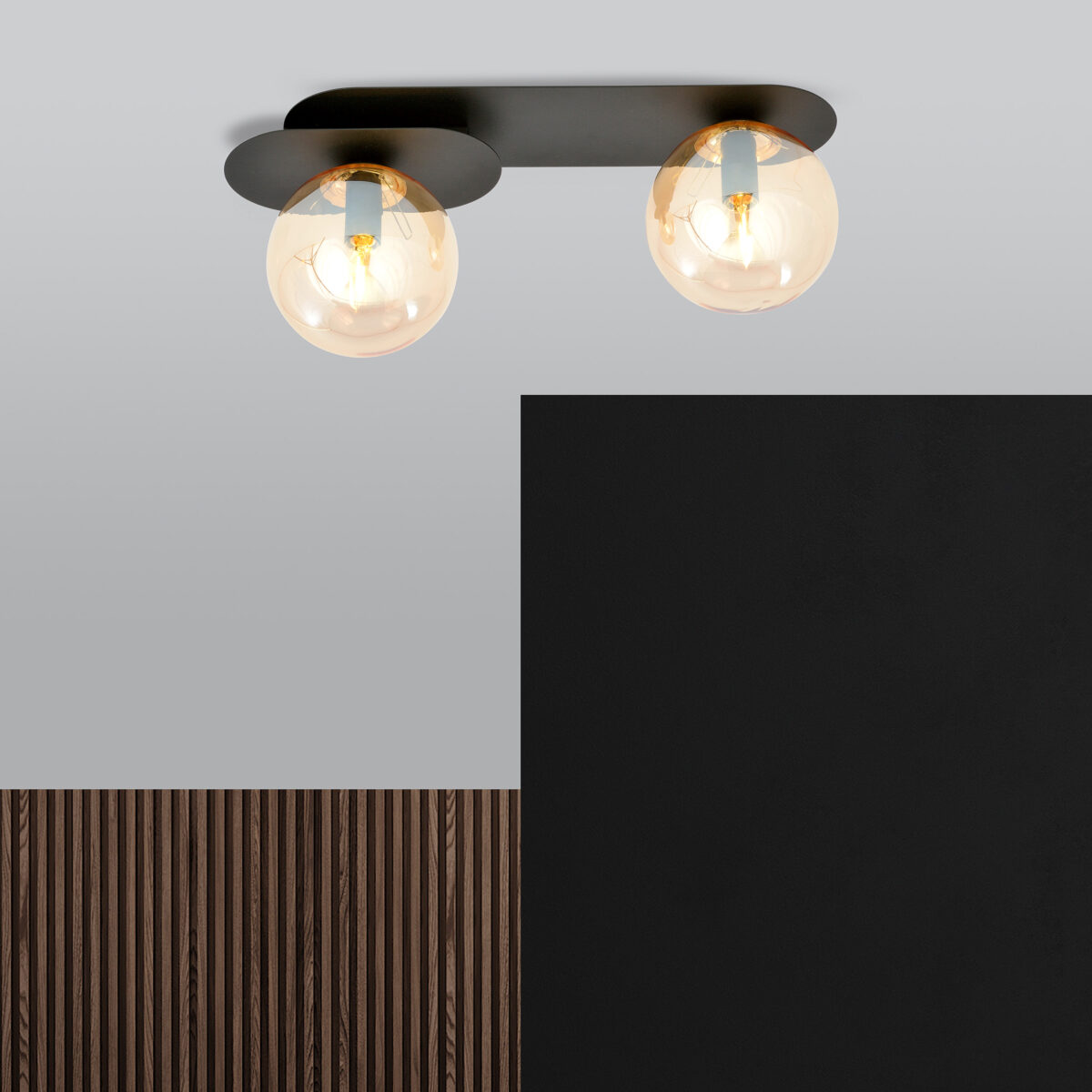 PLAZA 2 Czarna Miodowa Lampa Sufitowa Nowoczesna Led 1120/2