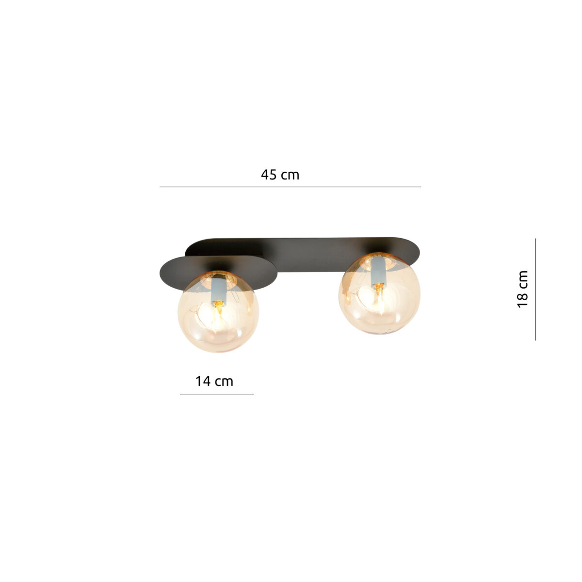PLAZA 2 Czarna Miodowa Lampa Sufitowa Nowoczesna Led 1120/2