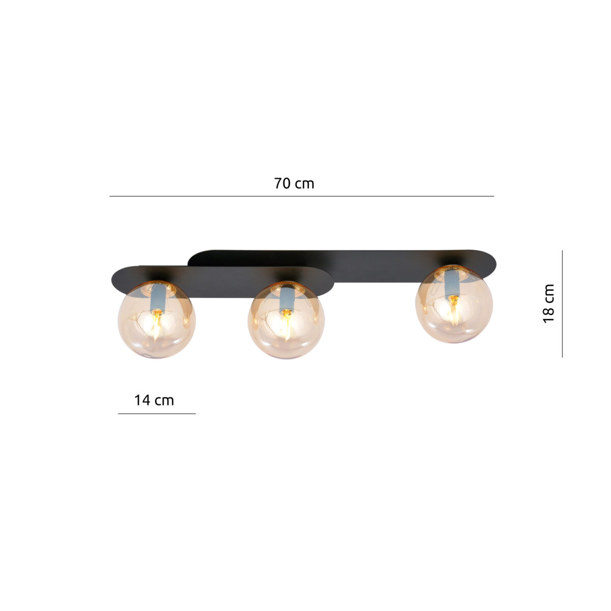 PLAZA 3 Czarna Miodowa Lampa Sufitowa Nowoczesna Led 1120/3