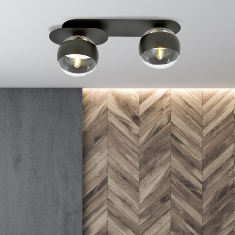 PLAZA 2 Czarna Lampa Sufitowa Nowoczesna Led 1121/2