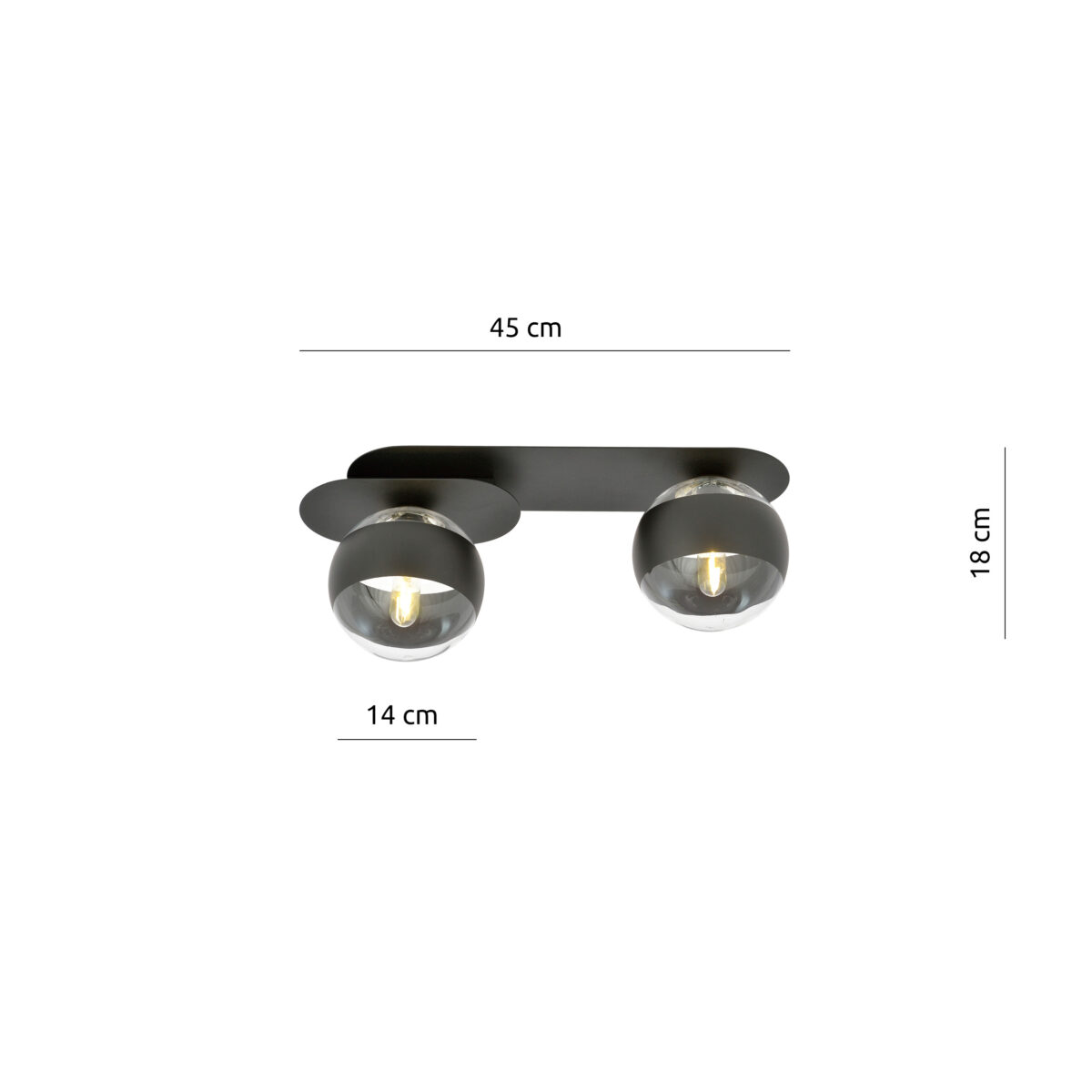 PLAZA 2 Czarna Lampa Sufitowa Nowoczesna Led 1121/2