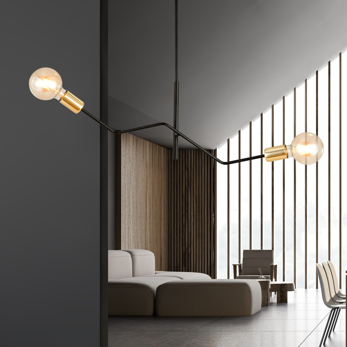 BOLT 2 Czarna Złota Lampa Sufitowa Nowoczesna Led 1125/2
