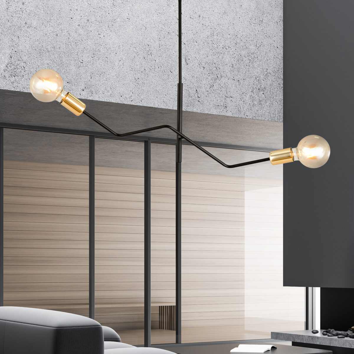 BOLT 2 Czarna Złota Lampa Sufitowa Nowoczesna Led 1125/2