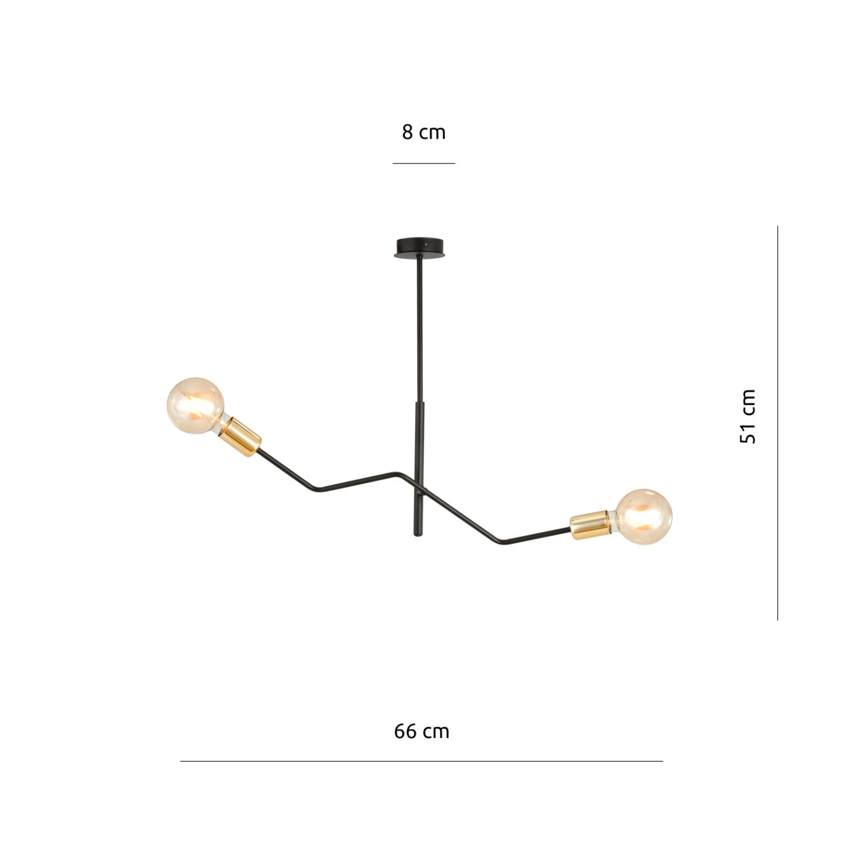 BOLT 2 Czarna Złota Lampa Sufitowa Nowoczesna Led 1125/2