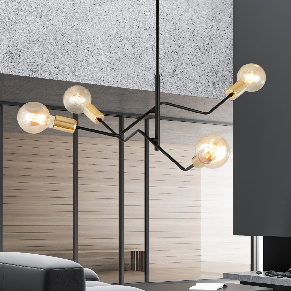BOLT 4 Czarna Złota Lampa Sufitowa Nowoczesna Led 1125/4