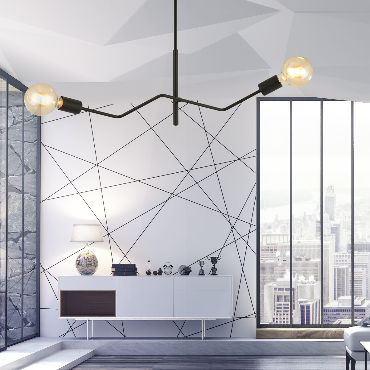FRIX 2 Czarna Lampa Sufitowa Nowoczesna Led 1126/2