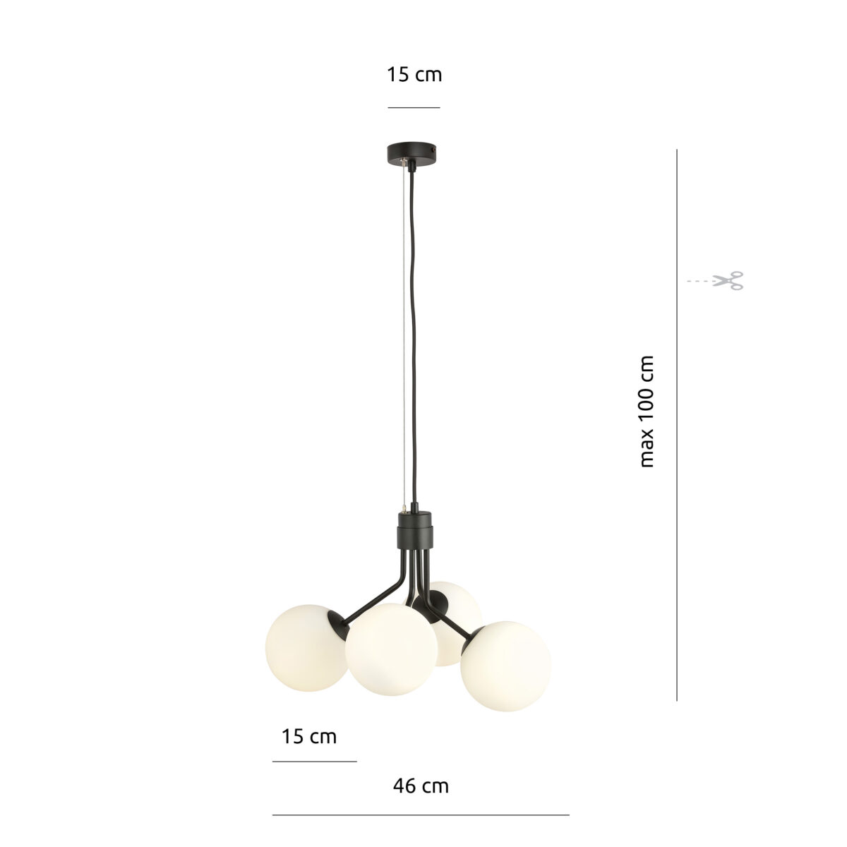 NOVA 4 Czarna Lampa Wisząca Nowoczesna Led 1138/4