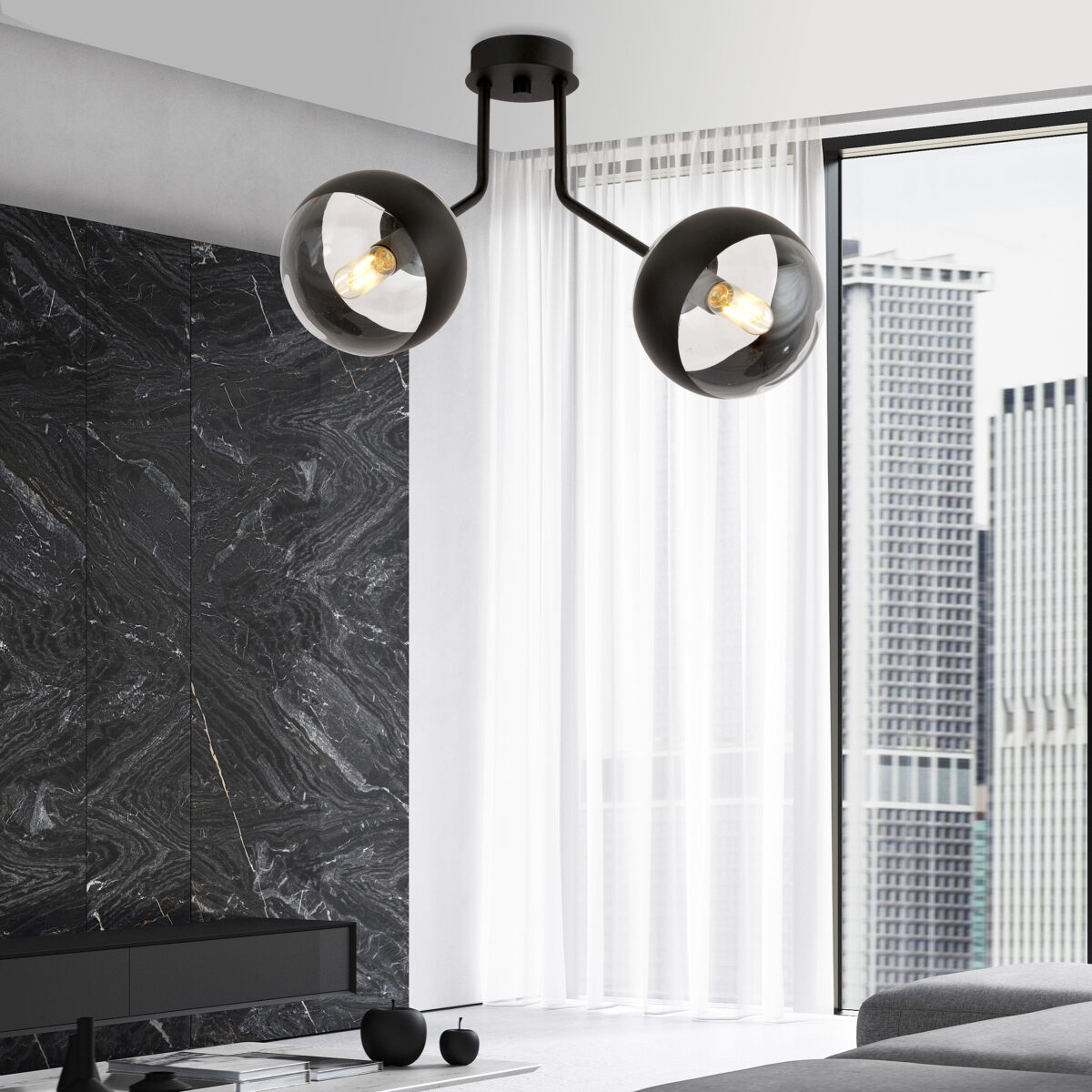 NOVA 2 Czarna Lampa Sufitowa Nowoczesna Led 1139/2
