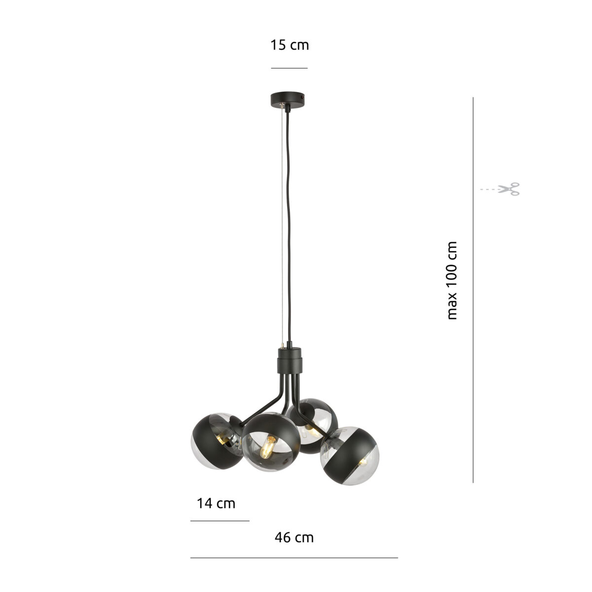 NOVA 4 Czarna Lampa Wisząca Nowoczesna Led 1139/4