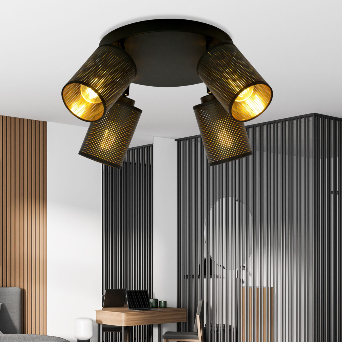 BRONX 4 PREMIUM Czarna Lampa Sufitowa Nowoczesna Led 1152/4PREM