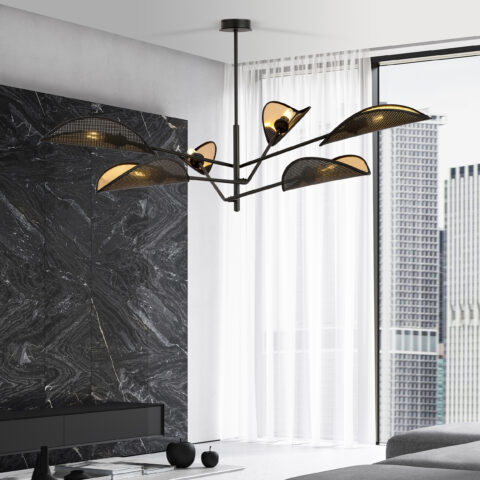 VENE 6 Czarna Złota Lampa Sufitowa Nowoczesna Led 1158/6