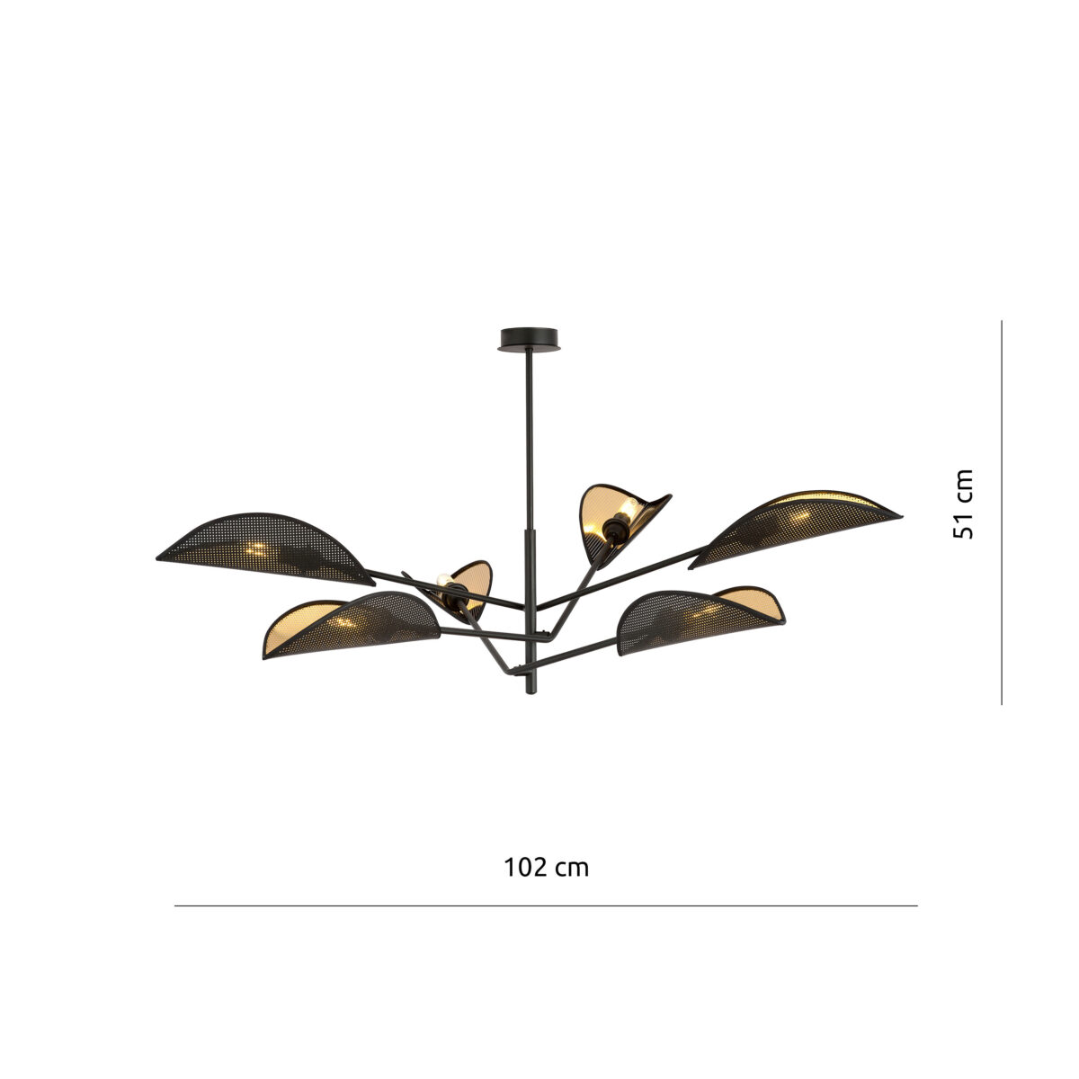 VENE 6 Czarna Złota Lampa Sufitowa Nowoczesna Led 1158/6