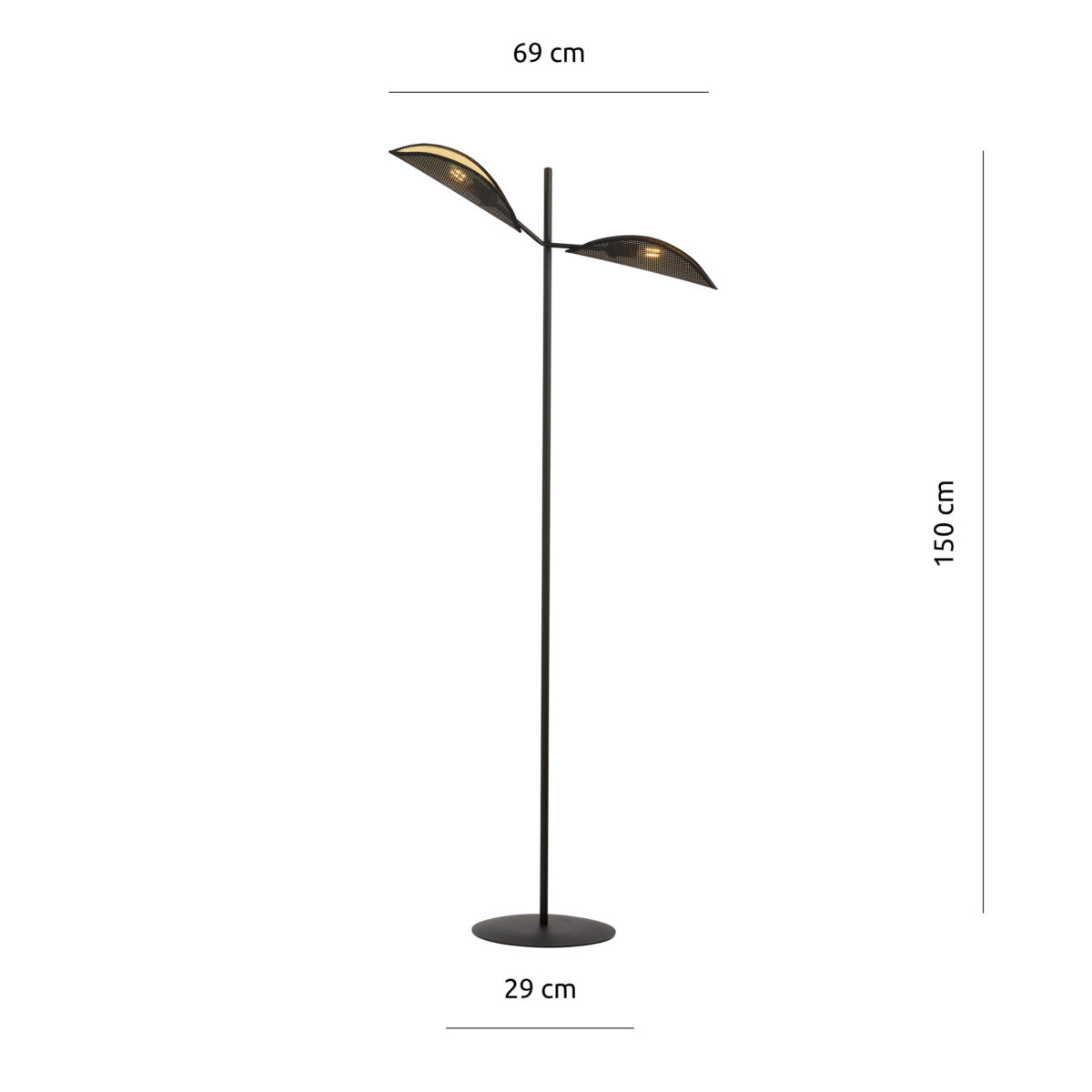 VENE LP2 Czarna Złota Lampa Podłogowa Nowoczesna Led 1158/LP2