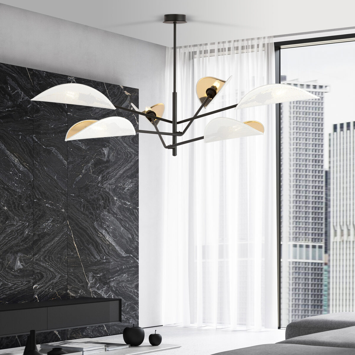 VENE 6 Biała Złota Lampa Sufitowa Nowoczesna Led 1159/6