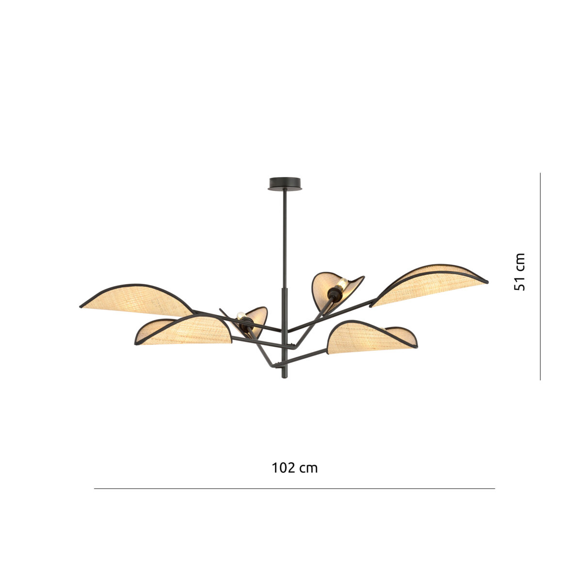 VENE 6 Czarna Rattan Lampa Sufitowa Nowoczesna Led 1160/6