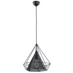 Lampa wisząca 1 punktowa z drucianym kloszem. Lampa w kolorze czarnym.