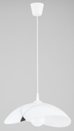 Lampa wisząca 1 punktowa ze szklanym kloszem, dodatkowe elementy  w kolorze białym.