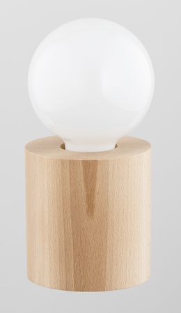 Lampa stołowa 1 punktowa, wykonana z drewna w kolorze naturalnym.